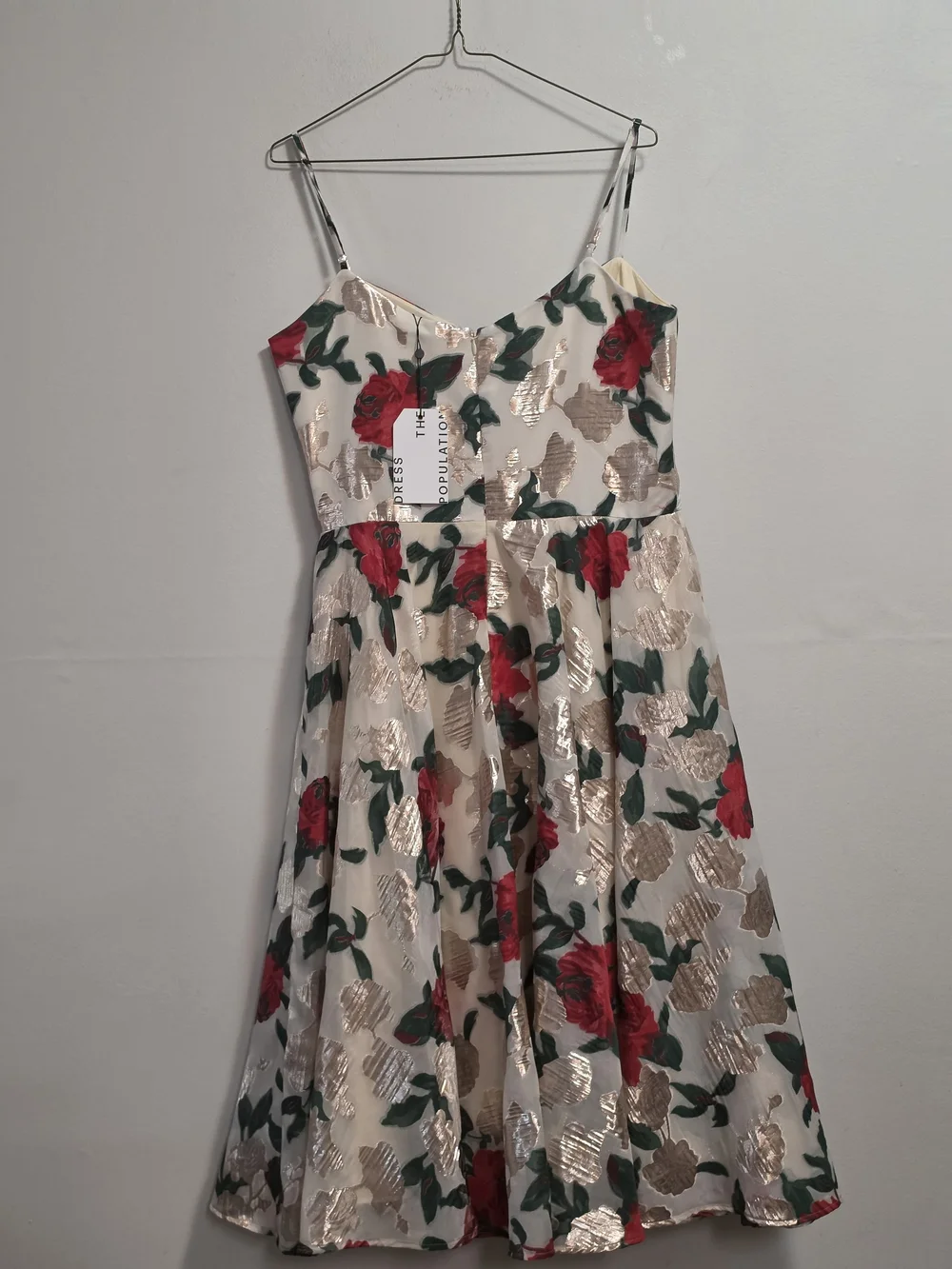 Dress the Population White Midi Skirt with Red Rose Print - Picture 7 of 8